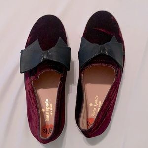 Kate Spade Burgundy velvet bow sneakers - 9 1/2